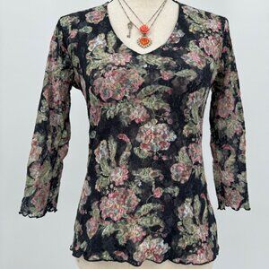 po floral lace mesh top